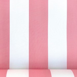 Sunbrella Pink and White Block Striped Canvas for outdoor awnings, marine applications and outdoor seating & cushions. image 2