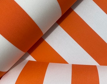 Sunbrella Orange and White Block Striped Canvas for outdoor awnings, marine applications and outdoor seating & cushions.
