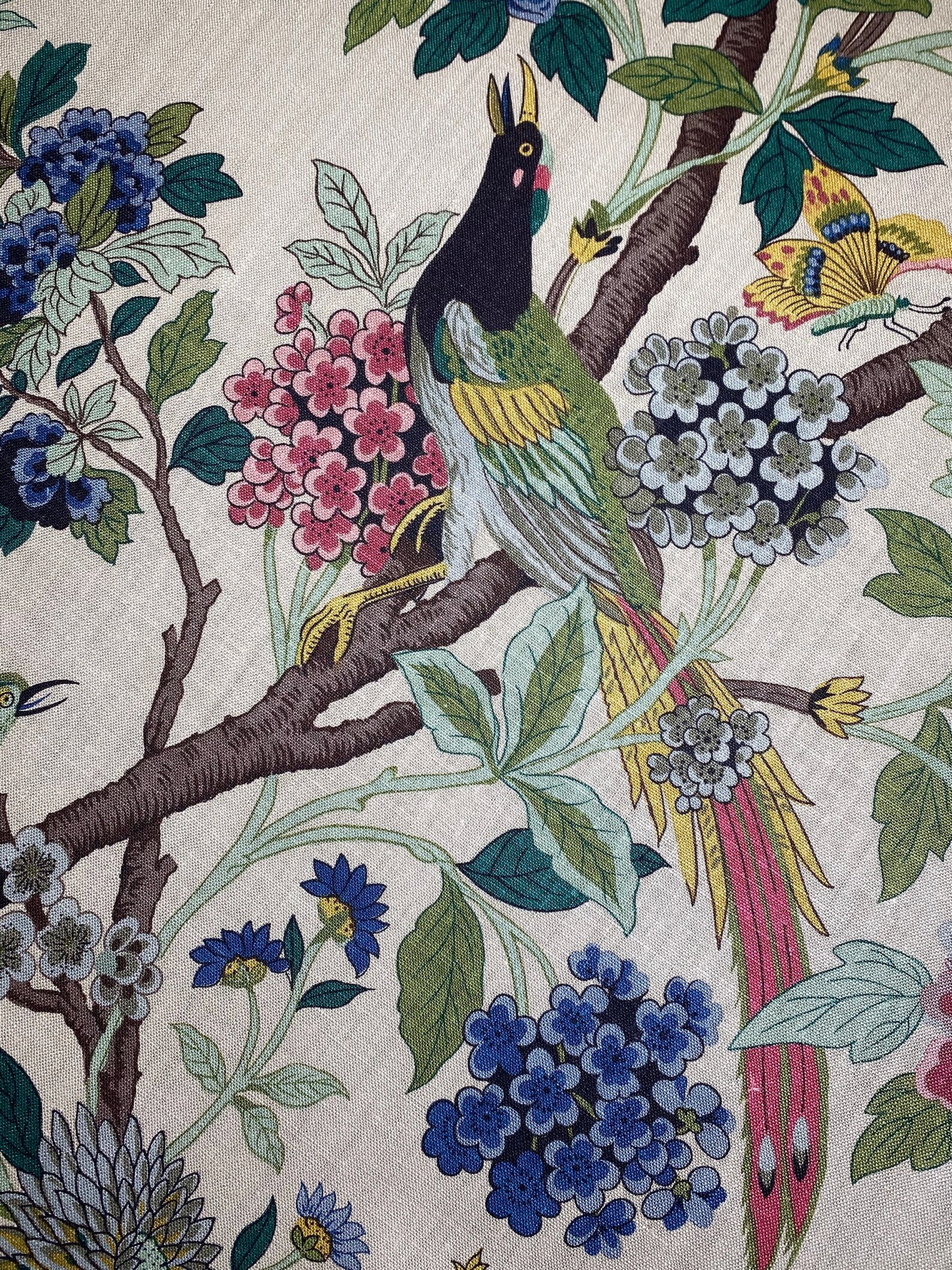 GP & J Baker Hydrangea Bird Parchment Fabric. 137cm Wide Etsy