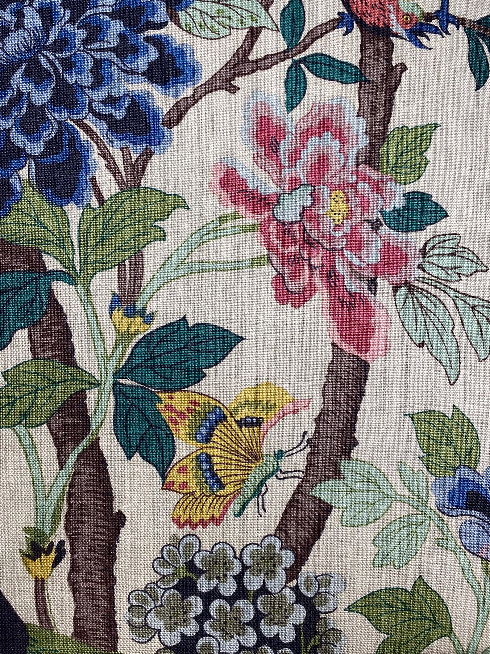 GP & J Baker Hydrangea Bird Parchment Fabric. 137cm Wide Etsy Australia