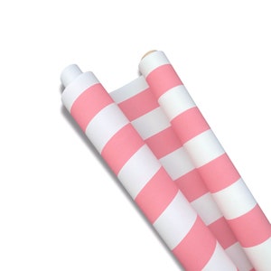 Sunbrella Pink and White Block Striped Canvas for outdoor awnings, marine applications and outdoor seating & cushions. image 1