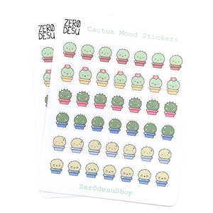 Autocollants Cactus Mood Tracker | Planificateur, autocollants de journal