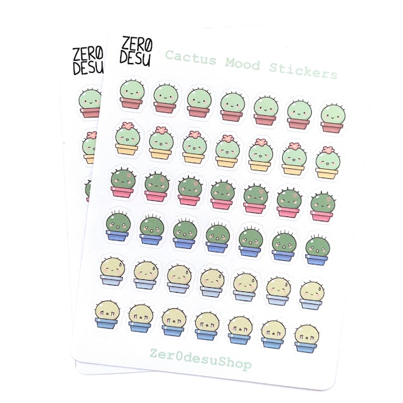 Cactus Mood Tracker Stickers Planner Journal Stickers | Etsy