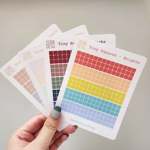 petits stickers carrés (5 mm) | Stickers déco mats + carnet de notes + agenda