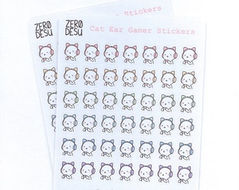 Cat Ear Gamer Planner Stickers | Planner, Journal Stickers