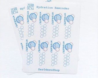 H20 Hydration Tracker Sticker für Planer, Journal, Deco
