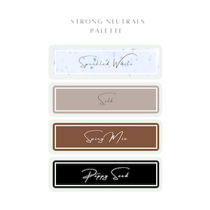 May include: A colour palette with four swatches labelled "Speckled White", "Silk", "Spicy Mix", and "Poppy Seed".