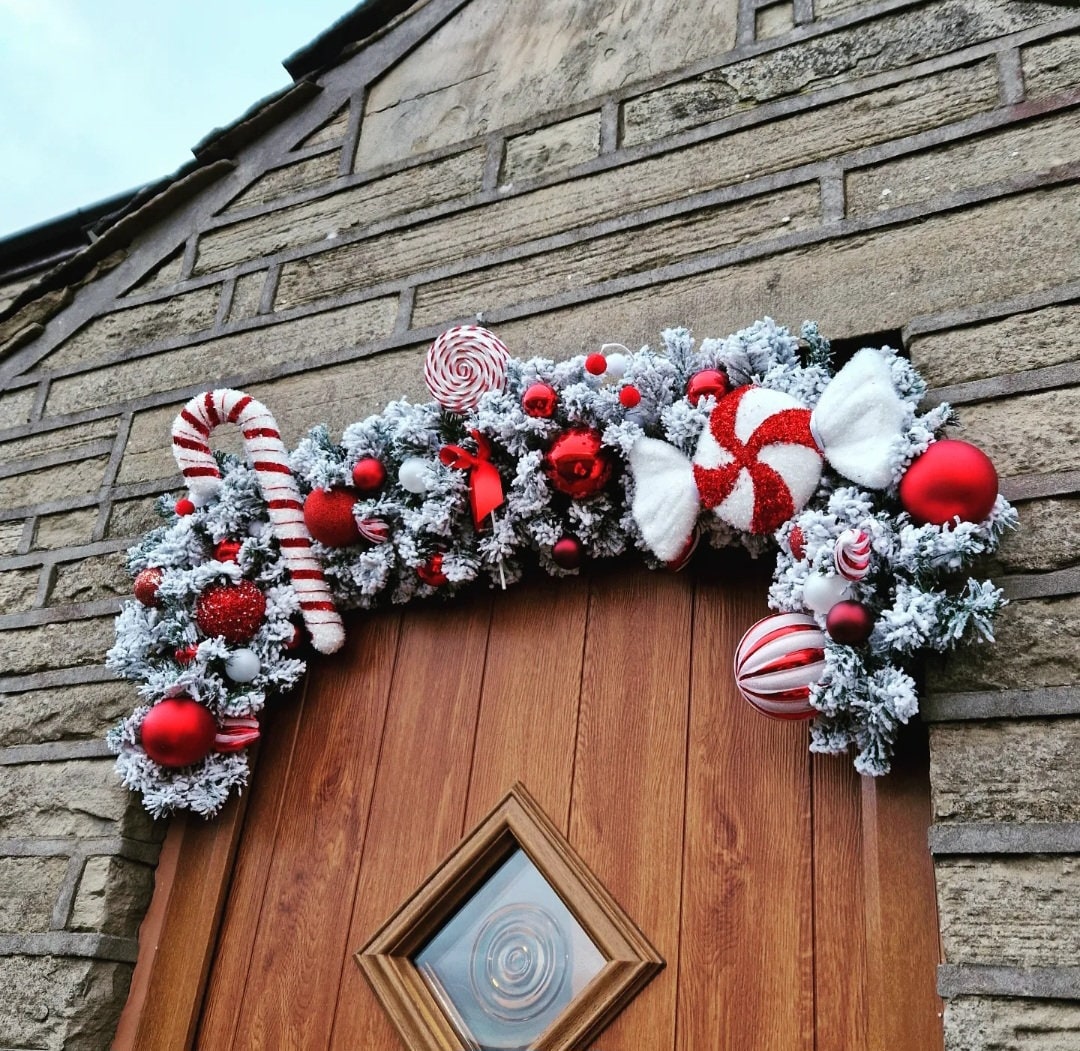 Candy Cane Christmas Garland Etsy UK