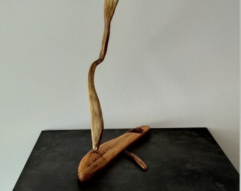 Baleine boitante, porte-bougie d’aclAst. Bois, côtier, rustique, art, unique, décoratif, main, fait, fabriqué, autoportant, lit, côté, table, lumière.