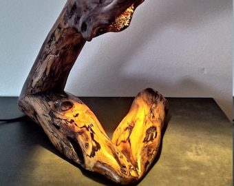 Humble light, lamp from AClast shop, wood,unique,table,freestanding,gift,present,art,bedroom,office,home,bulb,electrical,bedside,lamp.