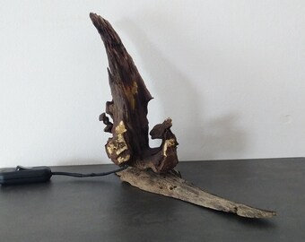 Dragonfly, lamp by AClast shop. Wood,rustic,unique,decorative,hand,made,crafted,free,standing,bed,side,table,floor,glass,light,lamp,shade.