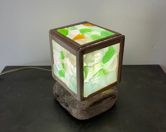 Cuby, lamp by aClast shop. Drift,wood,coastal,rustic,art,unique,decorative,hand,made,crafted,free,standing,bed,side,table,odd,weird,sea.