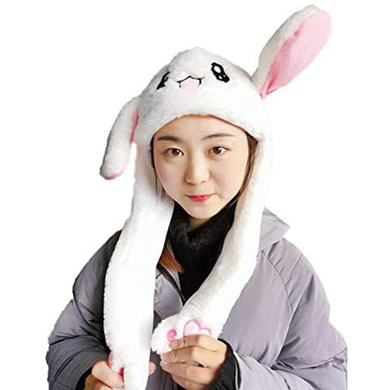 Moving Ear Hat Rabbit Bunny Cap Ears Pop Up After Pressing Etsy