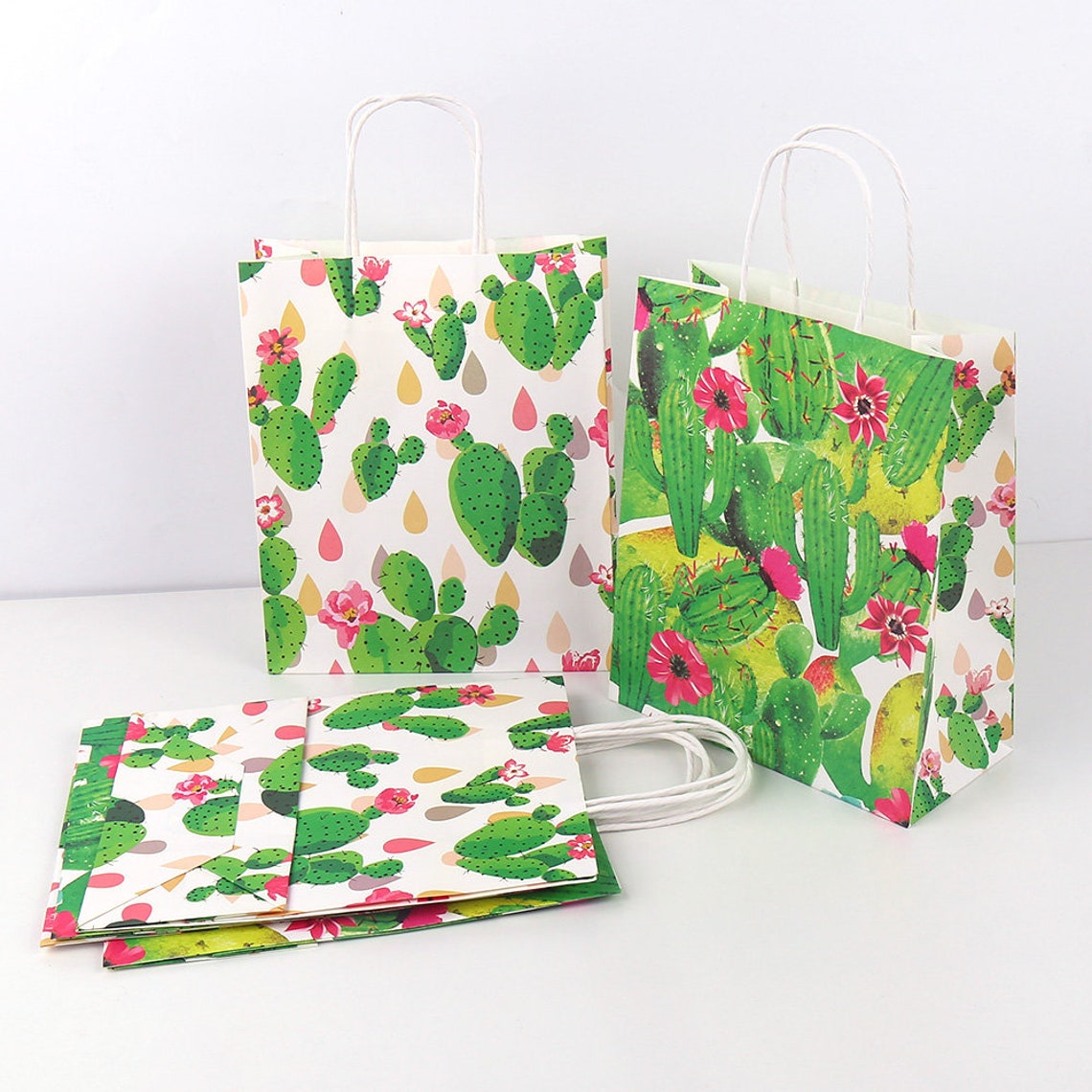 12 Pack Cactus Paper Gift BagsLuau Party Favor Bags Hawaiian Etsy