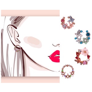 Flower Stud Earrings |Korean Style Circle Shape Elegant Botanical Wreath Flower Stud Earrings