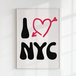 I &lt;3 NYC Wall Art | NYC Print | New York City Wall Art | Trendy Wall Art | Trendy Retro Prints | Digital Print | Instant Download