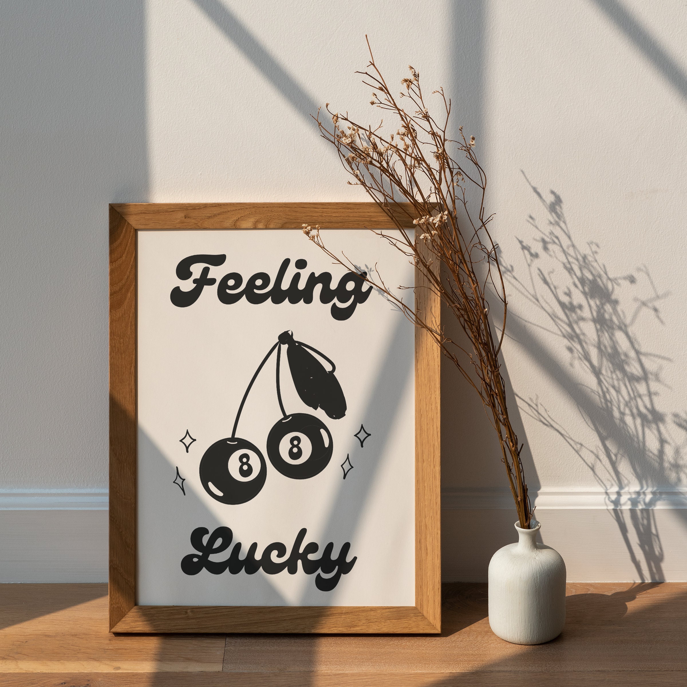 Feeling Lucky Wall Art Lucky Prints Trendy Retro Wall Art Digital Print