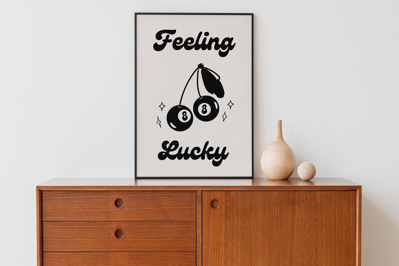 Feeling Lucky Wall Art Lucky Prints Trendy Retro Wall Art Digital Print