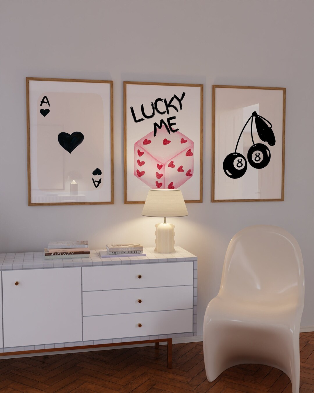 Set of 3 Lucky Prints | Trendy Retro Wall Art | Lucky Girl Wall Art ...