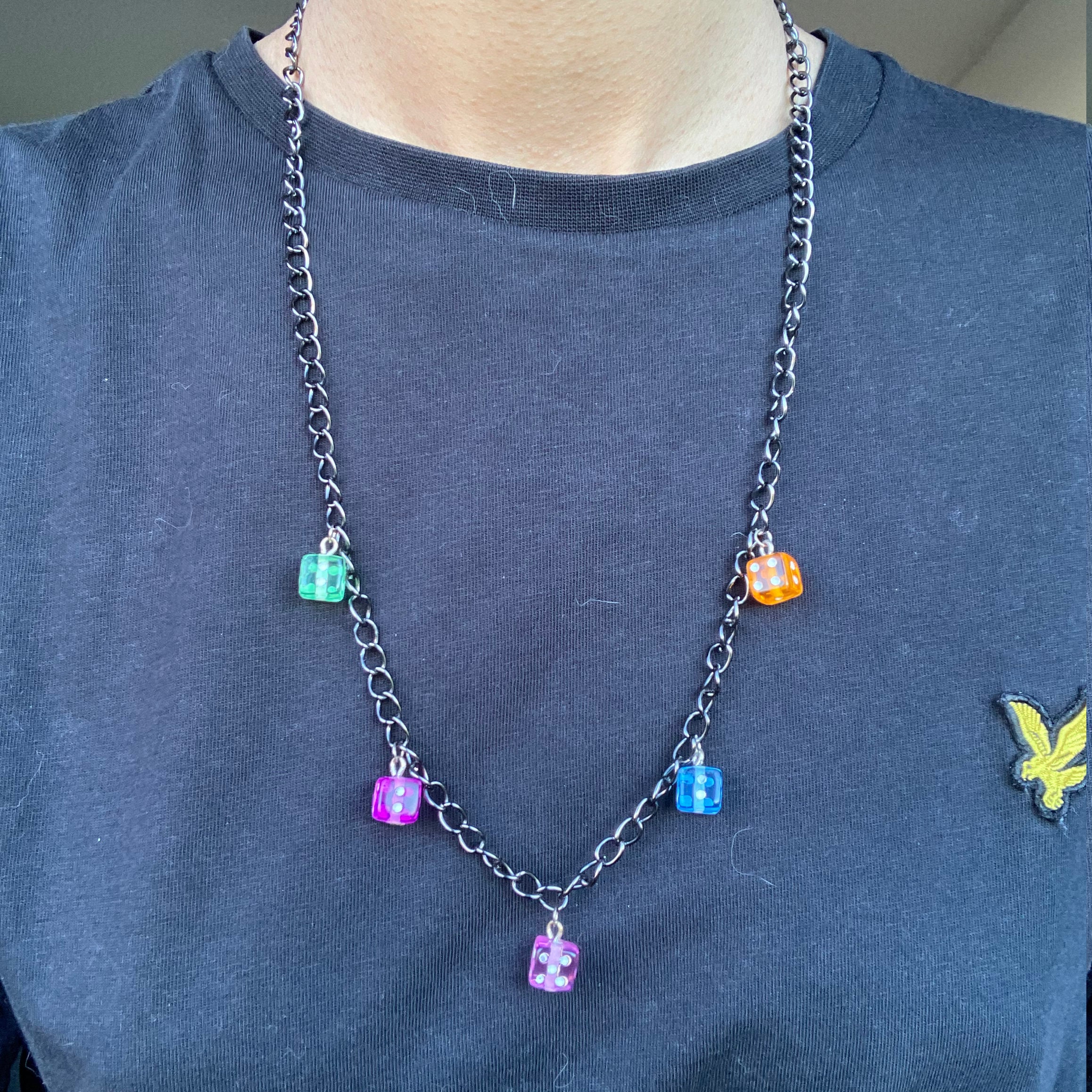 Colourful dice chain necklace Etsy