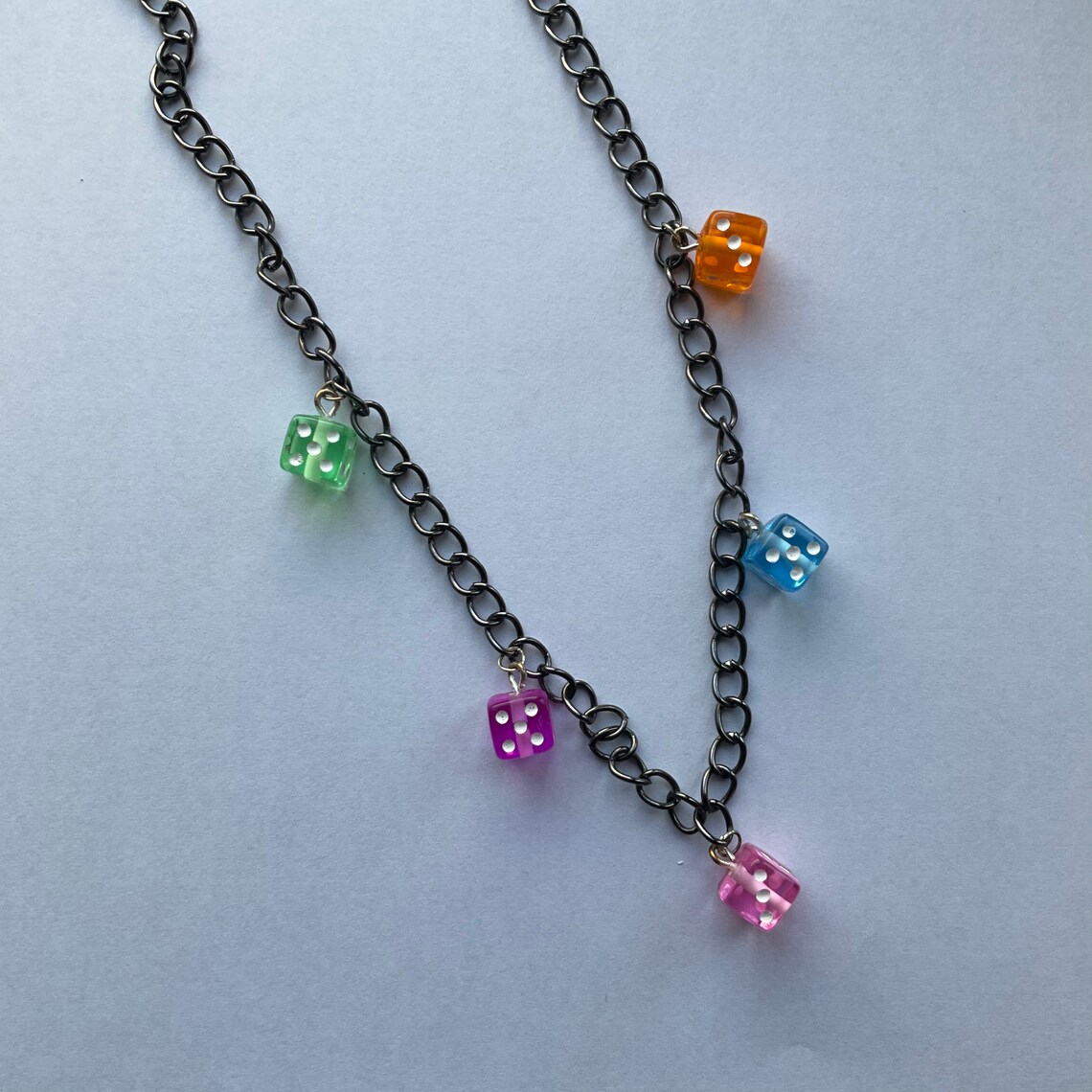 Colourful dice chain necklace Etsy