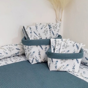 Utensilo Eukalyptus 2er Set / Stoffkörbchen / Waffelpique / Babyzimmer / Körbchen Wickeltisch / Aufbewahrungskörbchen / Utensilo Wickeltisch