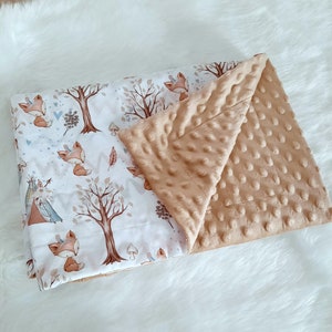 Baby blanket fox / cuddly blanket 75x100 / children&#39;s blanket forest animals / Minky baby blanket / fox / baby blanket summer