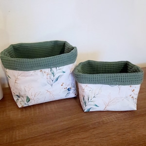 Utensilo Eukalyptus Gold 2er Set / Stoffkörbchen / Waffelpique / Babyzimmer / Körbchen Wickeltisch / Aufbewahrungskörbchen