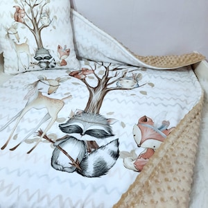 Baby blanket forest friends lined / forest animals / / winter blanket / minky baby blanket / crawling blanket / baby gift