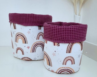 Utensilo set of 2/fabric basket/cotton basket/changing table basket/storage basket/Utensilo waffle fabric/baby room