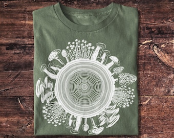 Mushroom Ring Tee, Tree Ring Shirt, Nature Shirt, Outdoors Shirt, Hiking, Camping, Mushrooms, Shrooms, Forest Shirt, Graphic Tee