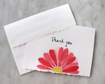 Thank You Card | Watercolour Flower Art Design | Simple and Elegant | Handcrafted, Hand-painted | Blank Inside | Greeting Card