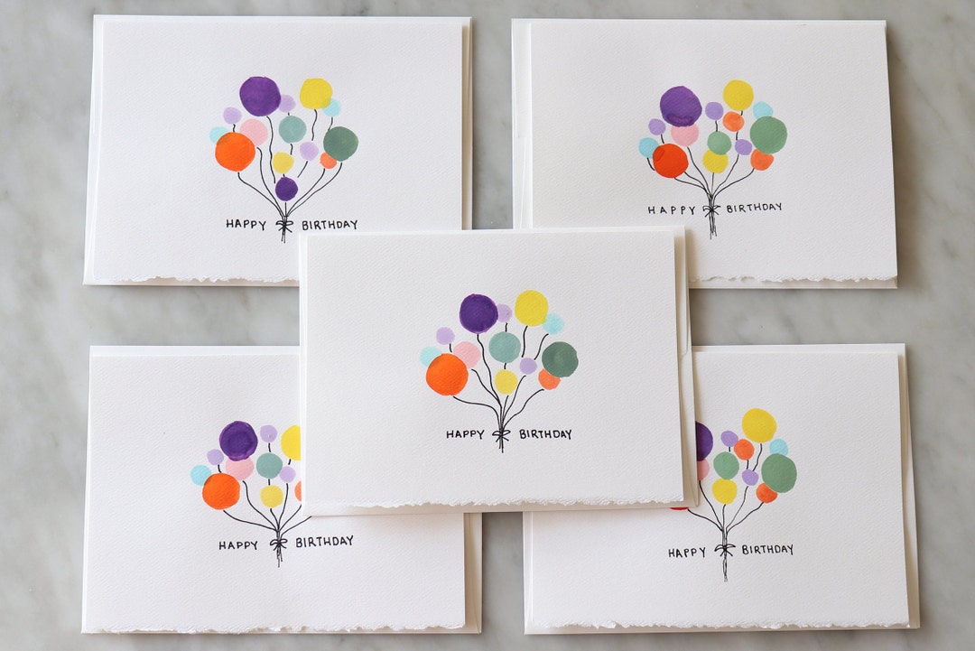 PACK OF 5 Happy Birthday Cards With Envelopes Included --- Hand Painted ...