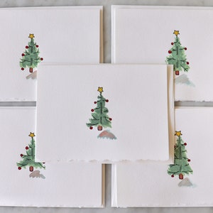 PACK OF 5 Christmas Tree Card | Holiday Card | Season’s Greetings | Watercolour Christmas Tree | Elegant Art Design | Happy Holidays |