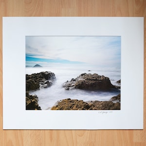 Beach, Rocks, Sea, Waves, Oceanscape, Landscape Photography, Fine Art Professional Photo Print with Mat - 4x6, 5x7, 8x10, 11x14