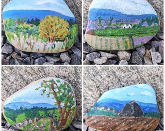 Painted Stones, Painted Stones Scenes Of Northern Scotland, Painted Rocks, Painted Stone Scenes