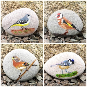 Painted Stones, Painted Bird Stones, Painted Rocks, Painted Garden Bird Stones, Painted Bird Rocks, Painted Birds