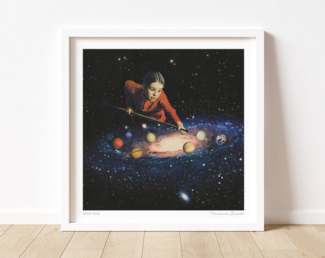 Space Pool snooker Surreal Wall Art Galaxy Art Print Wall