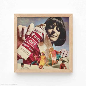 Do me a favour (Art Print, Surreal, Funny Collage Art, Retro Wall Art, Mid Century Print, Quirky Art, Middle Finger Collage Print, FWord)