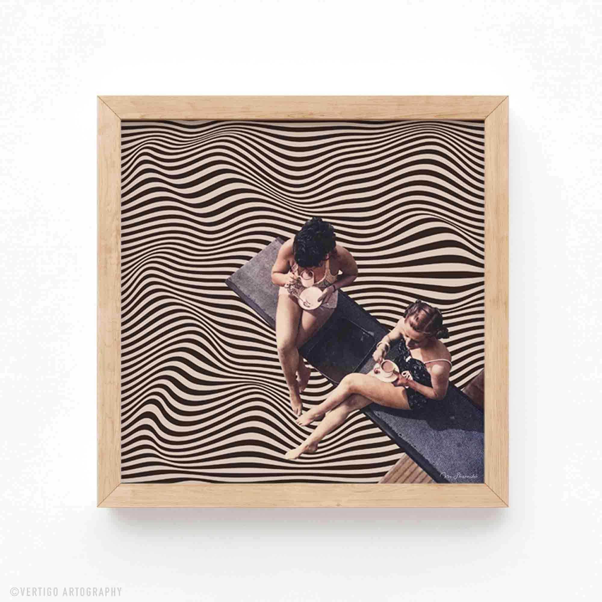 Trippy Optical Illusion Art Print: Retro Surreal Collage