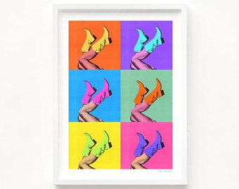 These Boots - Pop Art 1 (Art Print, Rodeo Art, Cowgirl Boots, Cowgirl Art, Andy Warhol, Yeehaw, Howdy, Cowboy, Contemporary , Wall Decor)