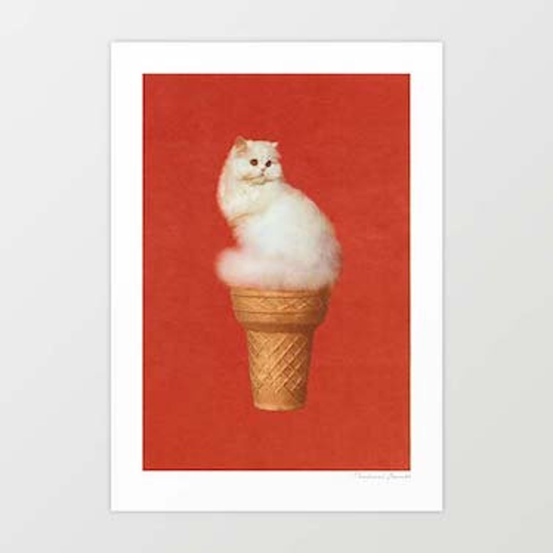 Ice cream Cat Art Print by Vertigo Artography Wall Art Room Etsy