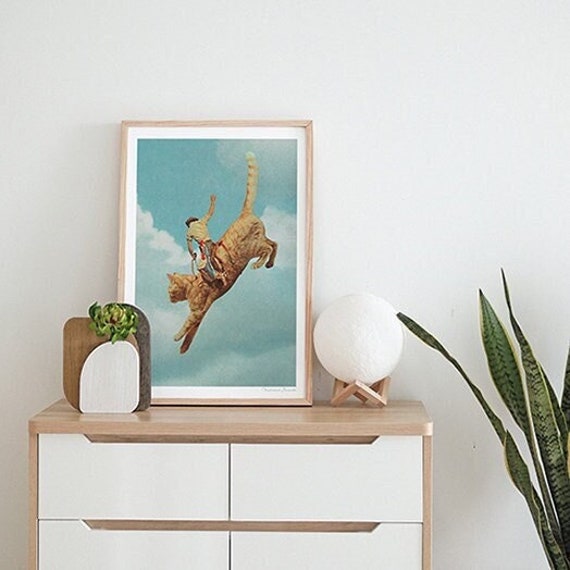 Meehaw Rodeo Cat cat Art Rodeo Art Animal Art Home - Etsy