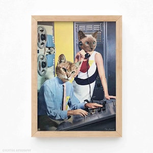Cat Espionage Art Print: Surreal Retro Pop Art Wall Decor