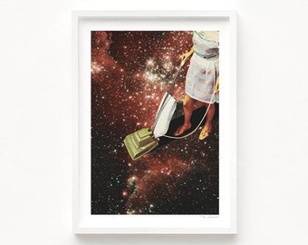 Star-dust - Vacuum cleaner (Art Print, Stars, Laundry Room Art, Galaxy, Poster, Weekend Vibes, Altered Art, Funny Art, Retro, Wall Decor)
