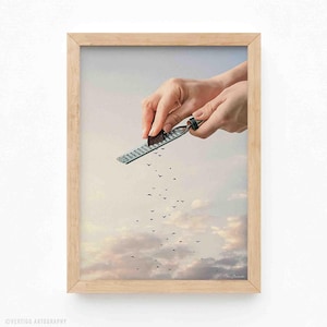 Garnished Flock - Flying Chocolate Birds (Art Print, Surreal Art, Wall Decor, Collage, Food Print, Chocolate Art, Kitchen Wall Art, Retro)