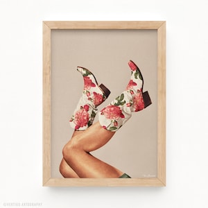 Estas botas - Floral (Lámina artística, Arte de rodeo, Póster de vaquera, Botas de vaquera, Arte de vaquera, Impresión de Yeehaw, Hola, Vaquero, Decoración de pared)