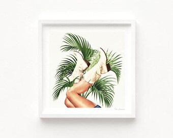 These Boots - Palm Leaves (Art Print, Cowgirl Boots, Cowgirl, Green, Yeehaw, Howdy, Cowboy, Texas, Wall Decor, Western, Tropical, Leaves)