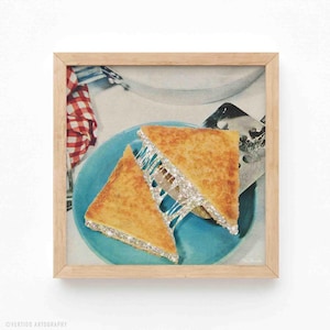 Glitter Sandwich (Art Print, Collage Art, Glitter, Rhinestone, Kitchen Art, Wall Decor, Surreal Art, Cheese Art, Toast, Food Art, Retro Art)
