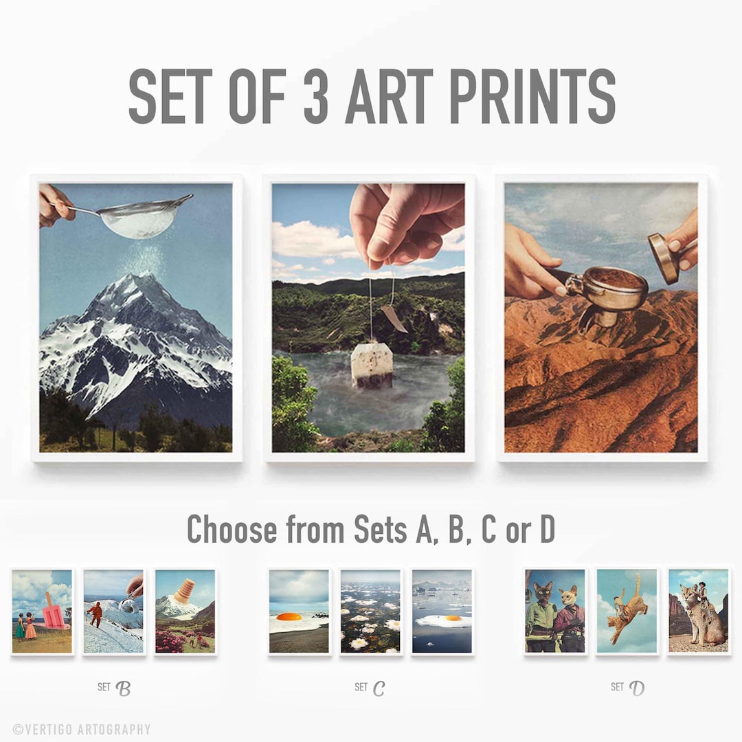 Surreal Collage Art Print Set of 3: Vintage Retro Kitchen Wall Art - Etsy